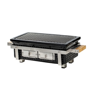 Griglia Hibachi Quadrata, Mini <span class=keywords><strong>Barbecue</strong></span> da Tavolo <span class=keywords><strong>a</strong></span> <span class=keywords><strong>Carbone</strong></span>, Griglia Portatile in Ceramica, Fornello Artigianale in Argilla per Uso Interno - Product Image 3