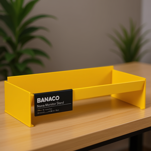 BANACO Nuwa Monitor Stand 22 x 58 x 10cm Steel <b>Desk</b> Organizer Yellow - Product Image 3