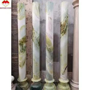 Tinta de decoração verde branco, veias mármore coluna romana decorativa oco