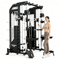 Machine Smith multifonctionnelle tout-en-un pour usage commercial professionnel en salle de sport, avec système de croisement de câbles