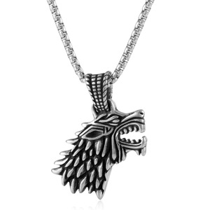 Yunnique – collier tête de loup en acier inoxydable pour hommes, pendentif animal, chaîne, style Hip Hop Punk, accessoire de bijoux tendance - Product Image 1
