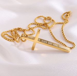 Collar Cruzado Moderno FANKE al por Mayor, Chapado en Oro <span class=keywords><strong>de</strong></span> 18K, Cadenas <span class=keywords><strong>de</strong></span> Acero Inoxidable Grabadas, Joyería Religiosa, Regalo para Hombre - Product Image 3