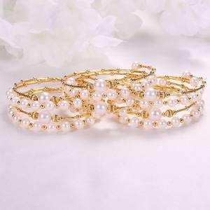 Zhuji Handmade Copper Plated Real Gold Multi-Layer Open <b>Bracelet</b> Freshwater Pearl Ball Shape Elegant <b>Elastic</b> Niche Design - Product Image 4