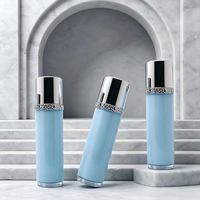En stock, Ensemble cosmétique électroplaqué pour soins de la peau, 50-100-120ml, Émulsion aqueuse, Matériau d'emballage élégant, Crème visage double couche Haohong