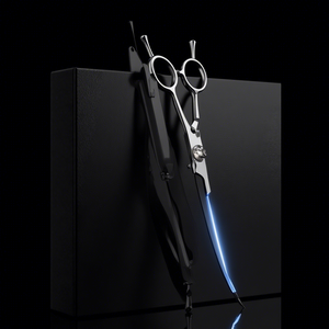 Tijeras de Acero Inoxidable <span class=keywords><strong>para</strong></span> Peluquería Canina, Set de Tijeras <span class=keywords><strong>para</strong></span> Estilizar Mascotas, Cuchillas Curvas Dentadas, Herramienta Imprescindible <span class=keywords><strong>para</strong></span> Cortar el Pelo de <span class=keywords><strong>Perros</strong></span> - Product Image 2