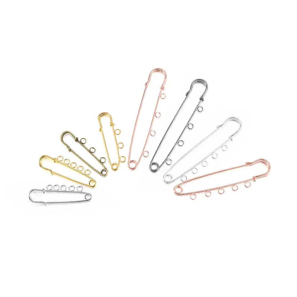 10pcs/lot Safety Blank Base Brooch Pins 50/80/90mm Pins 3/5 Rings Jewelry Pin for Jewelry Making Supplies Accessorie