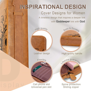Custodia bibbia portante Organizer borsa bibbia marrone copertina per gli uomini con tasche in pelle PU copertina del <span class=keywords><strong>libro</strong></span> della bibbia - Product Image 2