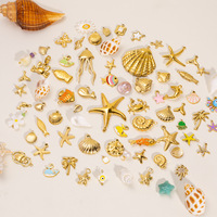 D139 Série Océan d'été Bijoux et accessoires Breloque étoile de mer et coquillage en acier inoxydable doré et argenté, pendentif DIY
