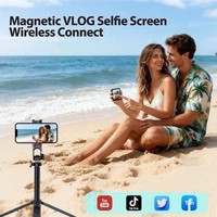 Mini support de téléphone pour perche à selfie avec reconnaissance de scène IA, écran de vision arrière et contrôle photo à distance