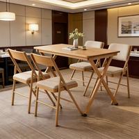 Offre Spéciale : Ensemble de Salle à Manger en Bois 5 Pièces avec 4 Chaises Rembourrées et Table à Manger