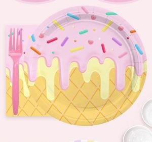 FDA Approved 350gsm White CMYK Ice Cream Happy Birthday Round <b>Disposable</b> <b>Plate</b> 7 Inches for Party Supplies - Product Image 5
