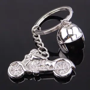 2024 bán buôn xe máy Mũ bảo hiểm Keychain mô phỏng Harley xe máy kim loại mặt dây chuyền Keychain