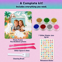 Kit d'artisanat dinosaure fait main, ensemble de décoration de cadre photo pour enfants, loisirs créatifs, gemmes, garçons de 4 à 8 ans, fête dinosaure, fabricant en gros