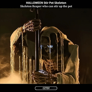 Adorno de Terror Mecánico Eléctrico de Halloween con Control por Voz, Inducción, <span class=keywords><strong>Esqueleto</strong></span> Mago, Dios de la Muerte Animado y Brillante, y Olla Mezcladora - Product Image 4