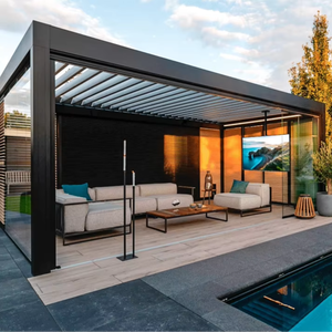 Custom Gemotoriseerde Bioklimatische Waterdichte Buitentuin Aluminium Frame Lamellen Pergola Tuinhuisje - Product Image 1