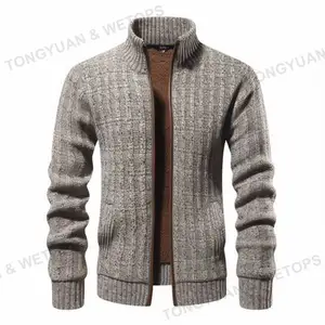 Classic men's Cable Knit Sweater winter wool blend Half turtleneck jumper heavy sweater 1/4 Zip up Pullover