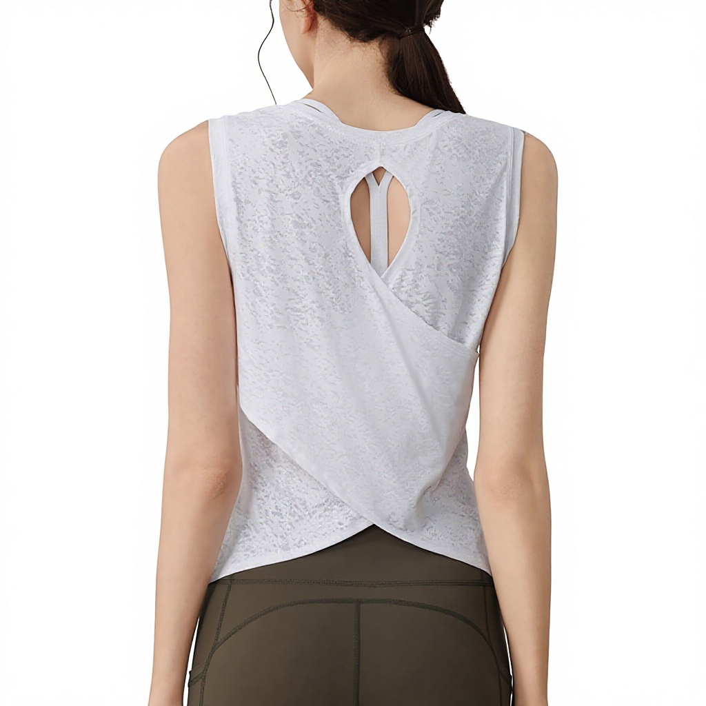 Women's Spandex/Nylon Double-sided Bow Collar Breathable Yoga Fitness Tank Top for Summer