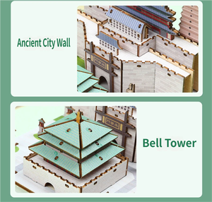 Caja de música de madera DIY de la antigua capital de Xian, rompecabezas arquitectónico 3D con pagoda y muro de ciudad, coleccionable cultural, decoración, regalo, juguete - Product Image 5
