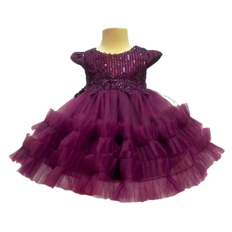 Nouveau modèle de robes pour enfants Robe de soirée d'anniversaire pour enfants à paillettes gonflées pour filles