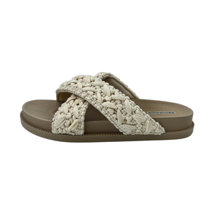 2026 Eliteshoes <span class=keywords><strong>Ciabatte</strong></span> Unisex Beige <span class=keywords><strong>con</strong></span> Fasce Incrociate Elastiche Intrecciate, Sandali Casual Versatili per Interni ed Esterni - Product Image 1