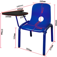 Chaise en polypropylène durable et sécuritaire pour les enfants, avec tablette d'écriture, empilable, pour la maternelle, les élèves du primaire et les salles de classe