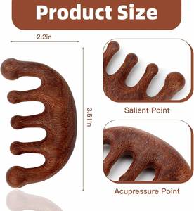 Wood Gua Sha <b>Scalp</b> Massage Comb with Laser Technology Fashion Design Sandalwood Wide Tooth for Home Use - Product Image 2