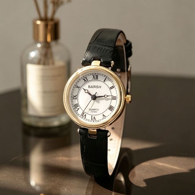 Round Women's Watch Vintage Student Casual High-End Style Women's Leather Strap Elegant Quartz Watch