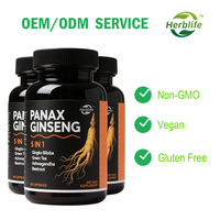 도매 하이 퀄리티 Panax 인삼 추출물 보충 60 카운트 Panax 인삼 캡슐 글루텐 무료 공장 공급