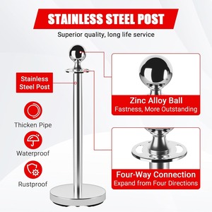 Metarubber MR-YBZ2MS đen bạc thép không gỉ 320mm đường kính cơ sở vành đai đỏ giao thông đứng kiểm soát đám đông hàng đợi cảnh báo giao thông - Product Image 2