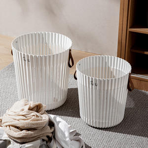 ตะกร้าซักผ้าทรงกลมแบบมินิมอล กล่องเก็บของแบบพกพาสำหรับใช้ในบ้าน - Product Image 5