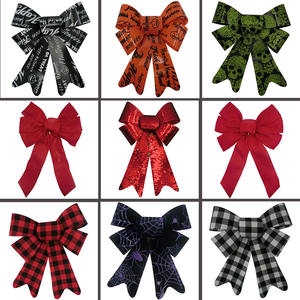 Groothandel Kerstboom Decoratie Strik 5X7 Inch Pvc Zwart Wit Plaid Glitter Bourgondië Kerst <span class=keywords><strong>Bows</strong></span> - Product Image 2