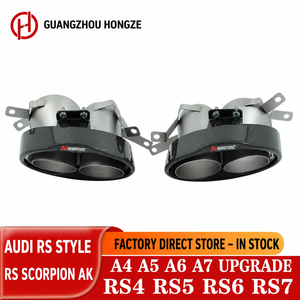 1 paire de tuyaux d'échappement COOWEI en fibre de carbone et acier inoxydable de 1,5 mm pour <span class=keywords><strong>Audi</strong></span> 2012-2018 A4/A6/A7/RS6/RS7, système de silencieux et embout d'échappement - Product Image 2