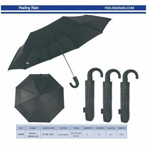 ร่มพับ 3 ตอน รุ่น Feeling Rain ขนาด 22 นิ้ว เปิดอัตโนมัติ สีดำ สำหรับผู้ใหญ่ - Product Image 1
