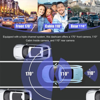Caméra embarquée HD 1080P avec écran IPS, 3 objectifs multi-angles, garantie 1 an, mini enregistreur