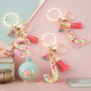 26 Llaveros de Acrílico Coloridos con Letras Iniciales en Inglés, Colgante de Resina con Forma de Fruta para Niñas, Accesorio Bonito para Bolsos y Llaves, Regalo - Product Image 6