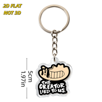 Divertente Portachiavi in Acrilico con Faccina Sorridente 'The Creator Lied to Us', Design Ispirato ai Meme con Humor Nero, Bordo Trasparente, Anello in Metallo e Catena