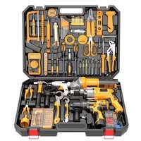 Kit combiné d'outils électriques sans fil : perceuse, visseuse à chocs, meuleuse d'angle, pistolet à colle, avec 2 batteries, chargeur, multimètre et mallette de transport