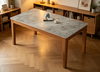 Table à manger et chaises en bois massif Table à manger en dalle de pierre Nordic Simple Small Apartment Home Rectangular Dining Table Solid
