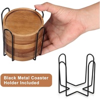 Ensemble de 6 sous-verres en bois d'acacia rustique, accessoires de cuisine pour la maison, sous-verres décoratifs pour table basse, supports en bois