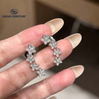 Boucles d'oreilles clous en or 18 carats avec diamants de laboratoire Good Century Eternal Lab Grown Diamond 4 Flower, bijoux fins pour mariée, mariage, anniversaire