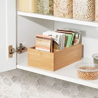 Boîte de rangement en bois de bambou avec finition brillante, design européen personnalisé, avec 4 sections divisées pour les outils