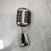 Microphone filaire professionnel 55SH Pro Audio Recording, couleur argent, pour enregistrement de batterie et chant.