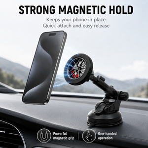 Support de téléphone magnétique en alliage d'aluminium durable pour voiture, ornement de volant de course, support extensible multi-angle stable à 360 degrés - Product Image 1