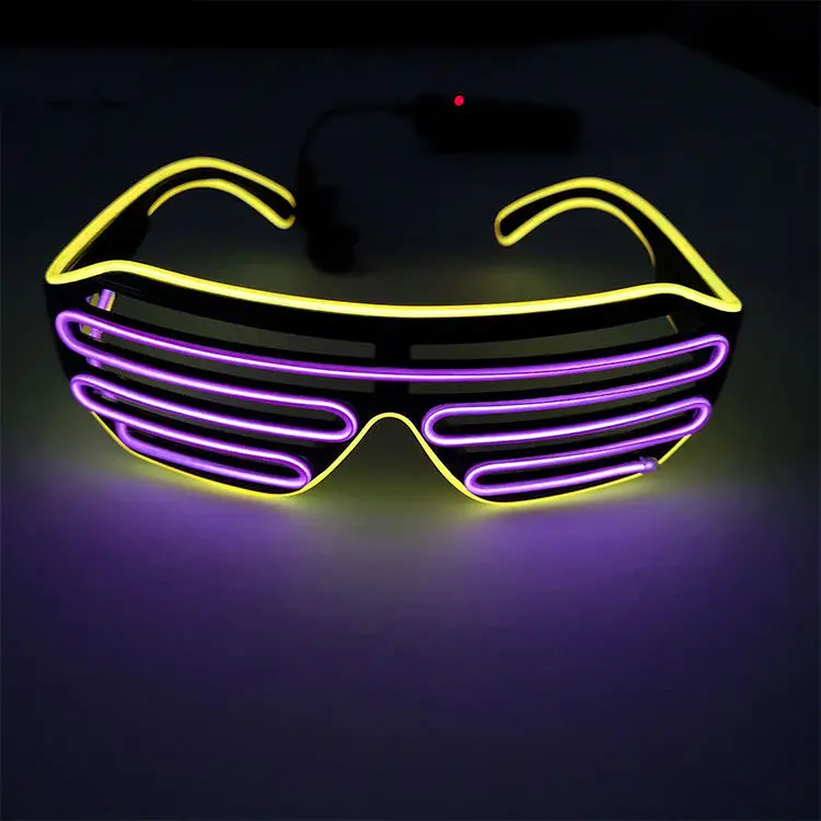 Glow deklanşör Neon yanıp sönen gözlük El tel LED güneş gözlüğü Light Up DJ kostümleri için parti