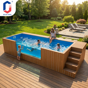 Above Ground Fiberglass Container <b>Pool</b> Factory Pre-installed Pipes & Galvanized Steel <b>Frame</b> for Backyard Family Swimming <b>pool</b> - Product Image 5