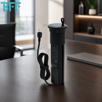Tour de prises escamotable manuelle avec double prises CA, USB-A et USB-C pour bureau