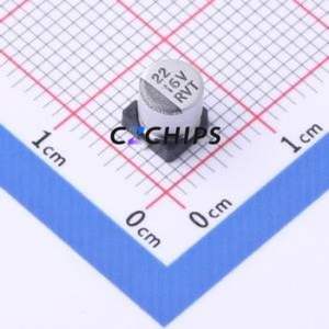 Condensateur électrolytique en aluminium SMD RVT1C220M0505 22UF 16V, SMD, D5xL5.4mm 20% 28mA-120Hz - Product Image 1