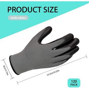 Guantes de Trabajo de Nitrilo Grises y Negros con Puntas Texturizadas Antideslizantes, Puño Elástico, Uso General, Resistentes al Calor y a la Abrasión - Product Image 5