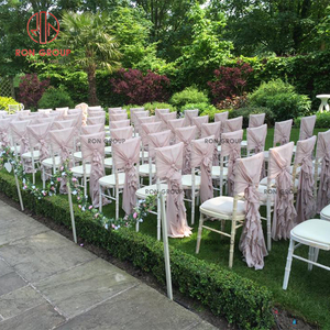 <span class=keywords><strong>Sedia</strong></span> Chiavari in Stile Boho con Cornice in Legno Bianco e Copertura in Chiffon Arricciato, per Matrimoni all'Aperto, Banchetti, Ricevimenti in Hotel, Eventi e Feste - Product Image 3