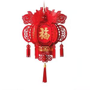 Decoraciones de Año Nuevo Lunar de Tela No Tejida Estilo Chino, Faroles Rojos, Colgantes con el Carácter 3D de 'Fu' para el Año Nuevo Chino - Product Image 4